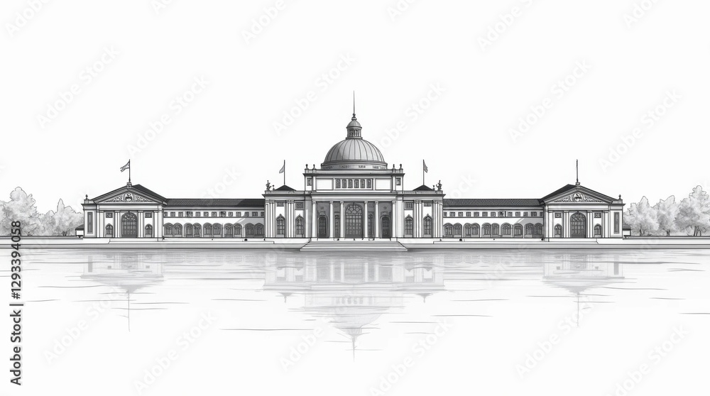 Obraz premium Haydarpasa Train Station Line Art Illustration