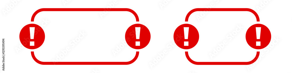 Two red alert icons with exclamation marks convey caution, urgency, or attention. Two red alert icons with exclamation marks convey caution, urgency, or attention.