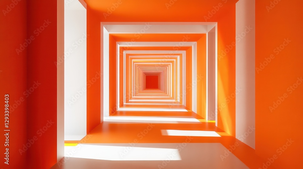 Orange corridor, receding perspective, sunlight, modern architecture, website background Orange corridor, receding perspective, sunlight, modern architecture, website background