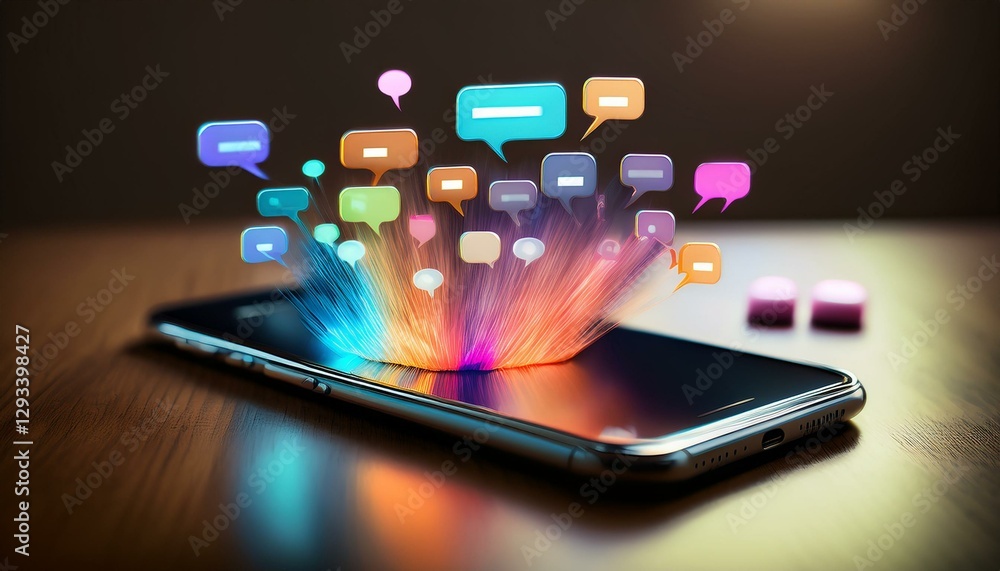 Fototapeta premium Engage with friends through vibrant chat bubbles.