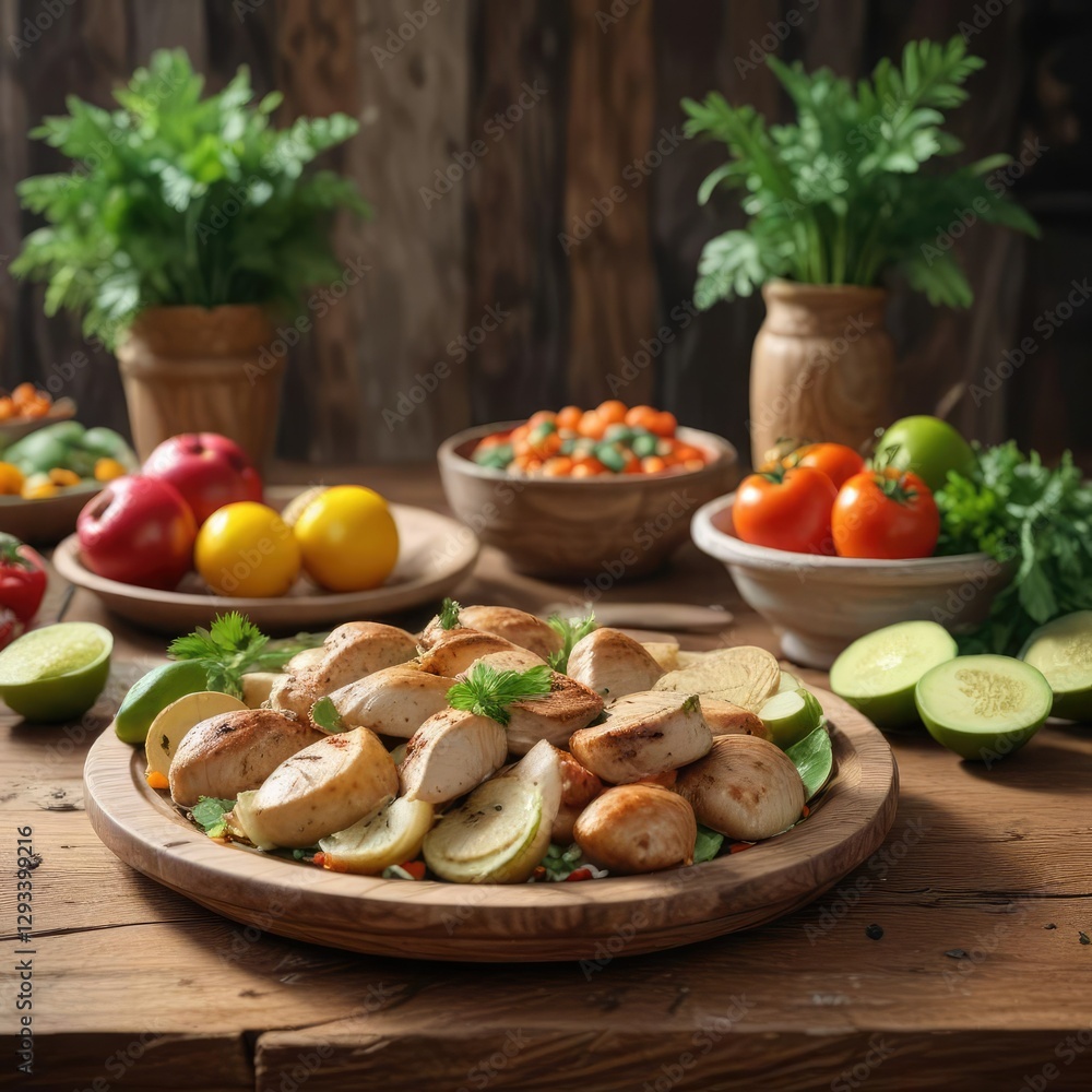 Un plato de cebollas frescas y lechugas en una mesa de madera r?stica clara, frutas, hermoso, sana Un plato de cebollas frescas y lechugas en una mesa de madera r?stica clara, frutas, hermoso, sana