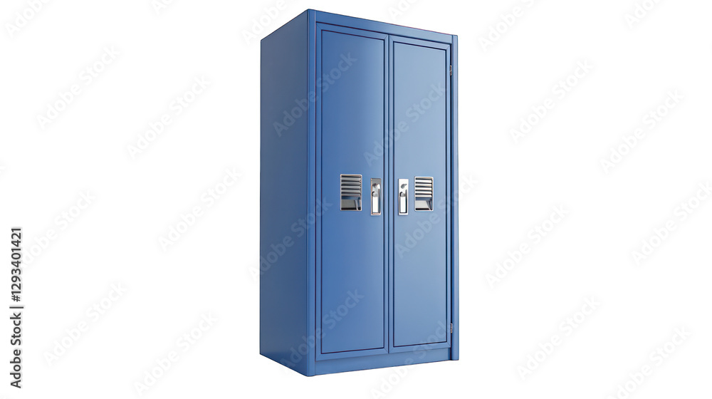 Blue metal storage locker with two doors isolated on white background Blue metal storage locker with two doors isolated on white background