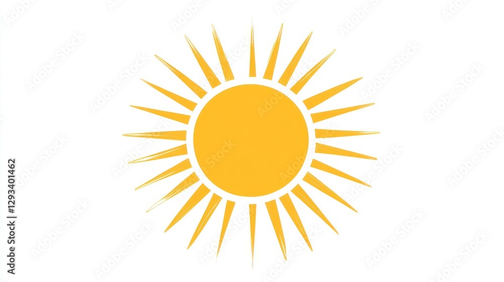 a yellow sun with rays in the style white background a yellow sun with rays in the style white background