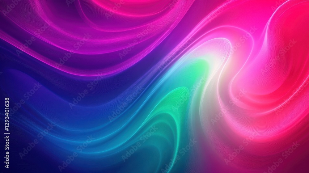 Obraz premium An energetic and modern gradient background with bright magentas, neon greens, and deep blues swirling together in perfect harmony.