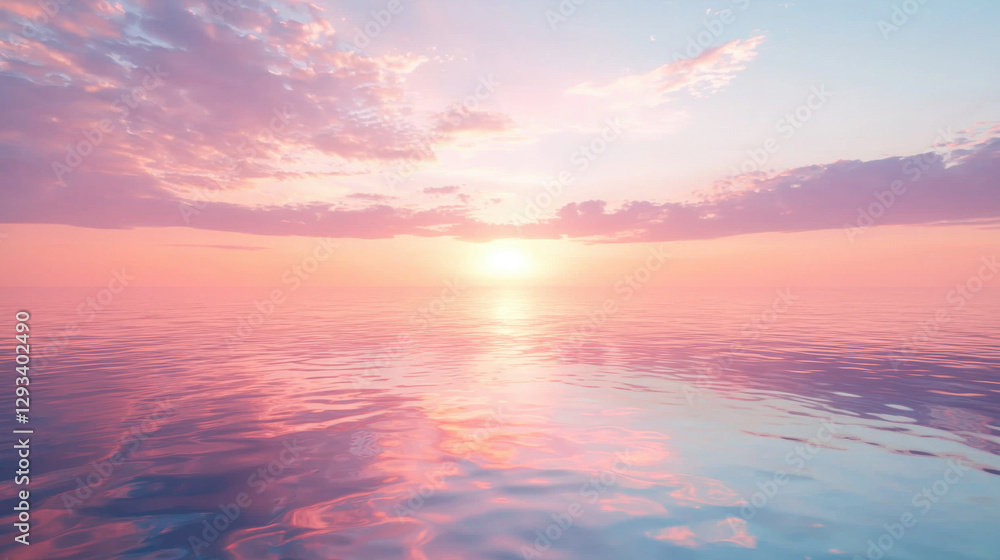 Pink Sunset Ocean Reflection, Calm Sea - Pastel colors Pink Sunset Ocean Reflection, Calm Sea - Pastel colors