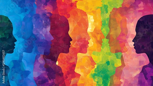 Diverse profiles, rainbow, unity, dialogue, background