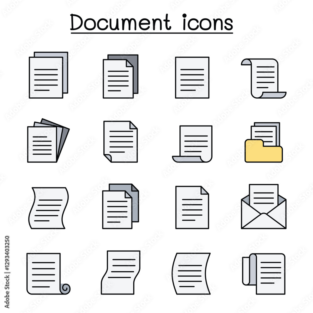 Document & File icon set in thin line style Document & File icon set in thin line style