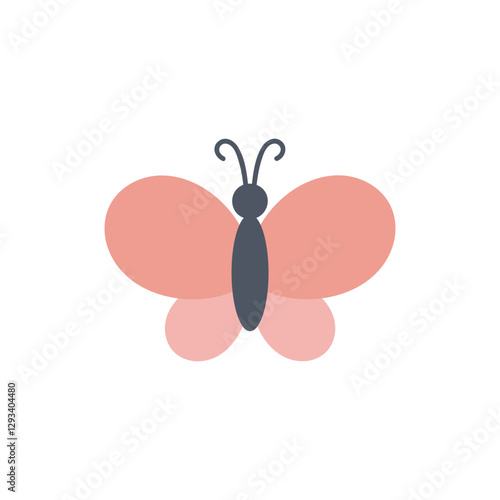 Butterfly vector illustration on white background. For kids stuff, card, posters, banners, children books, printing on the pack, printing on clothes, fabric, wallpaper, textile or dishes.	