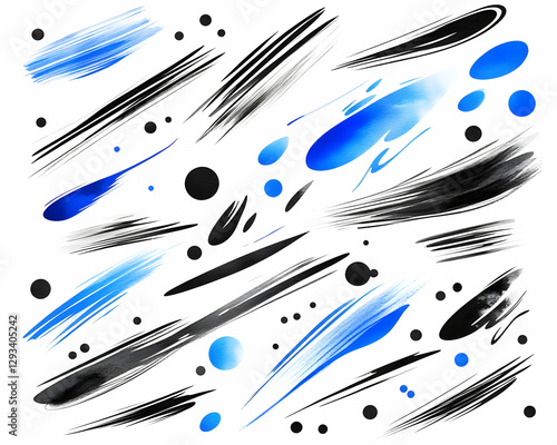 Abstract Brush Strokes Blue Black photo