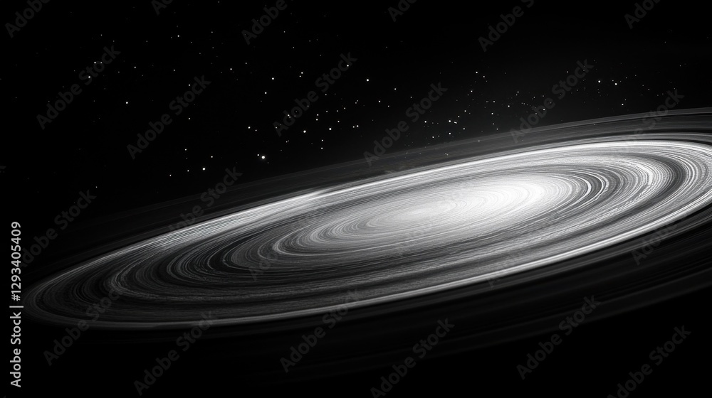 Obraz premium Realistic footage from the camera zooms in on the swirling rings and thin white lines around Saturn's ring system