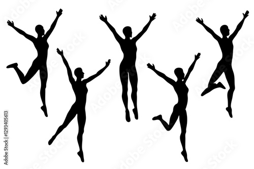 set of High Jump silhouette vector illustration