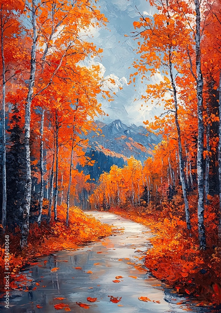 Fototapeta premium Acrylic oil painting of nature landscape