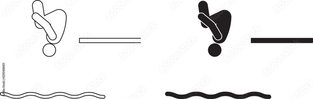 outline silhouette Diving icon set outline silhouette Diving icon set