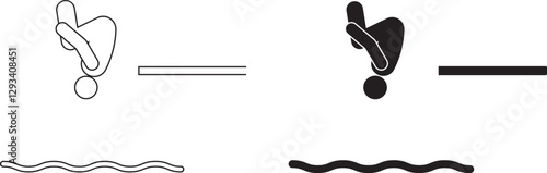 outline silhouette Diving icon set