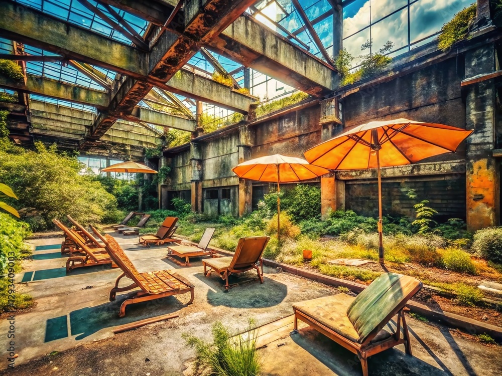 Urban Oasis: Sunbeds & Umbrellas in a Reclaimed Industrial Space Urban Oasis: Sunbeds & Umbrellas in a Reclaimed Industrial Space