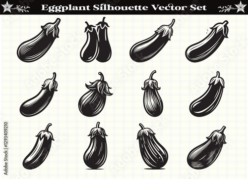 Black Color Eggplant Silhouette Vector Illustration for Digital and Print Design