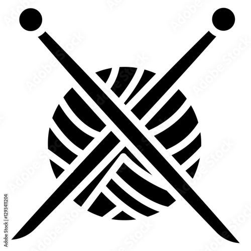 Yarn and Knitting Needles Vector Icon