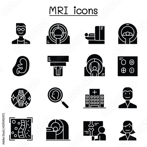 MRI diagnostic icon set in thin line style