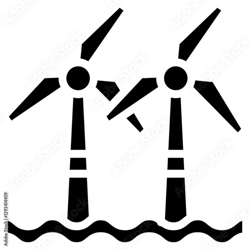 Offshore Wind Farm Vector Icon