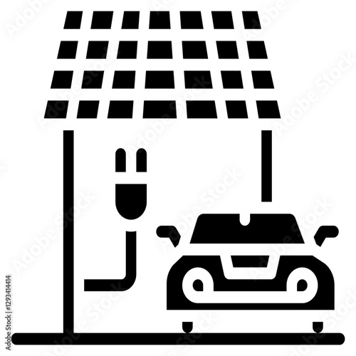 Solar Carport Vector Icon