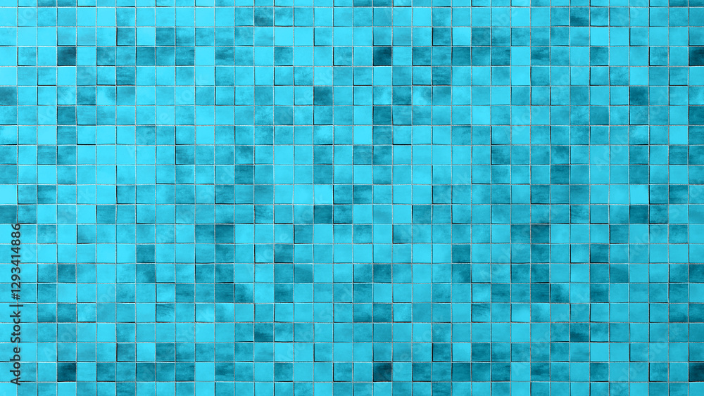 Blue Mosaic Tile Background Surface 3d Render Blue Mosaic Tile Background Surface 3d Render