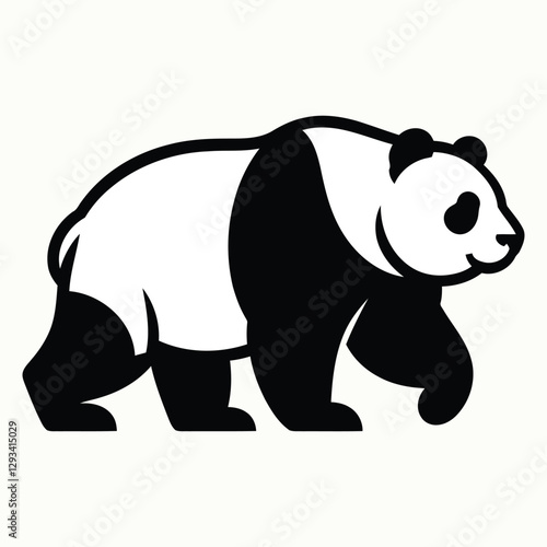 Wallpaper Mural Walking Panda Vector Illustration - Black and White Wildlife Art Torontodigital.ca