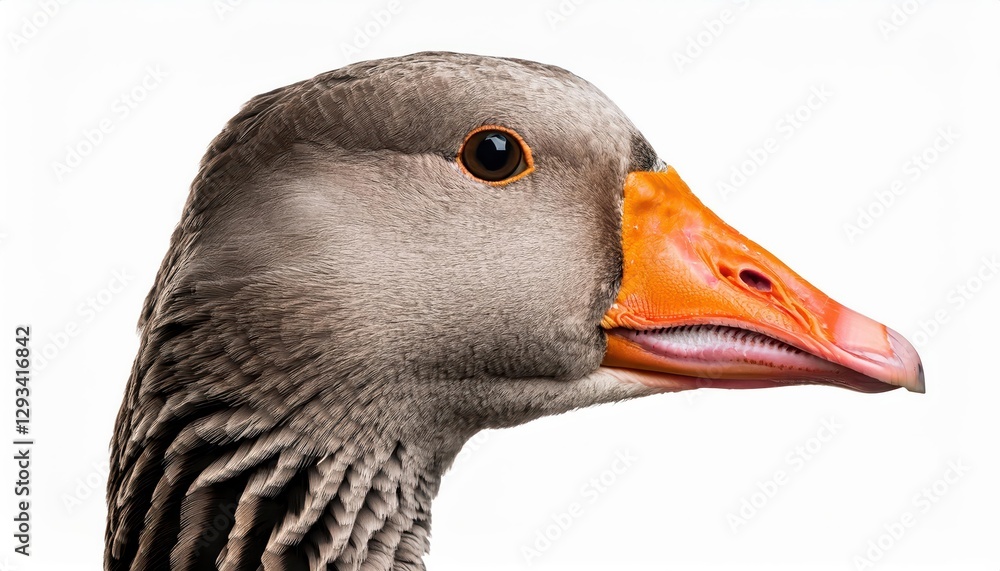 Intimate Portrait of a Majestic Grey Goose in Crisp Winter Light, Showcasing Striking Feather Textures and Serene Solitude Intimate Portrait of a Majestic Grey Goose in Crisp Winter Light, Showcasing Striking Feather Textures and Serene Solitude