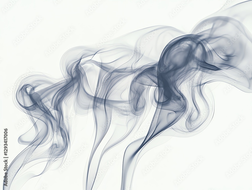 Abstract Smoke Plumes Flowing Gracefully on a White Background Abstract Smoke Plumes Flowing Gracefully on a White Background