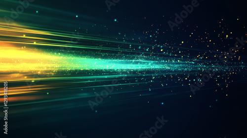 High-Speed Data Flow with Lime, Yellow, Green Gradients, Midnight Blue, and Dark Teal