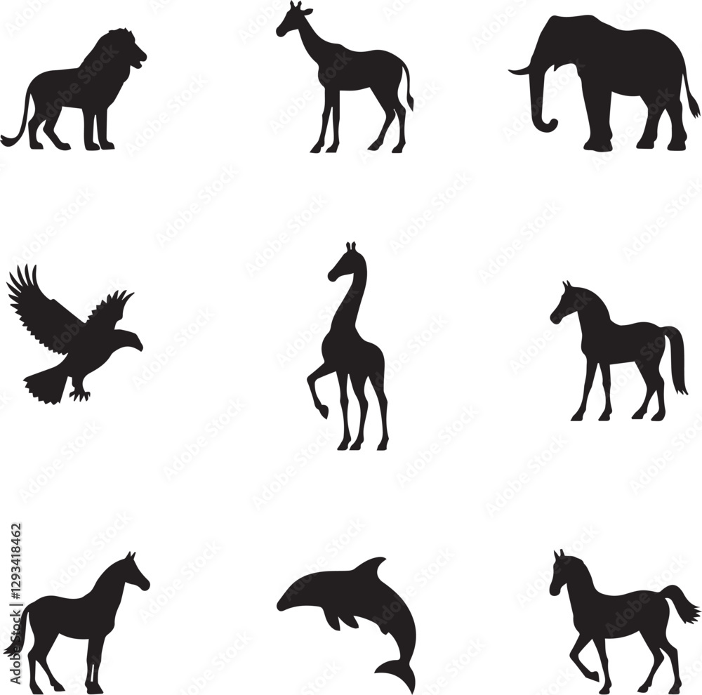 Obraz premium animals silhouettes vector file100% fully Editable 