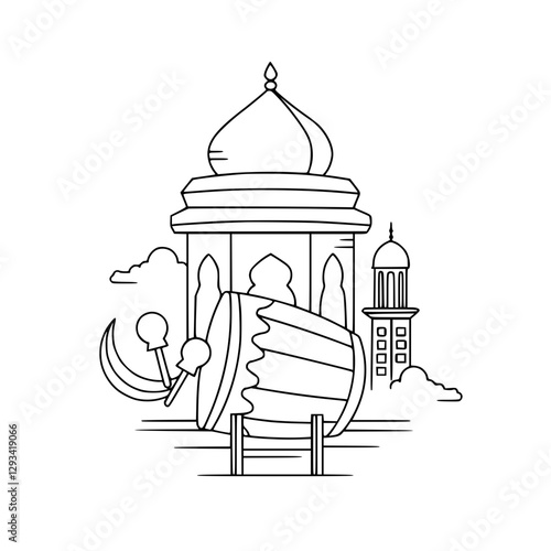 Mosque and bedug icons