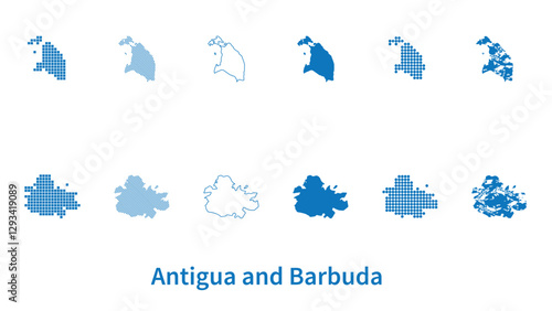 Obraz na płótnie map of Antigua and Barbuda - vector set of silhouettes in different patterns w salonie