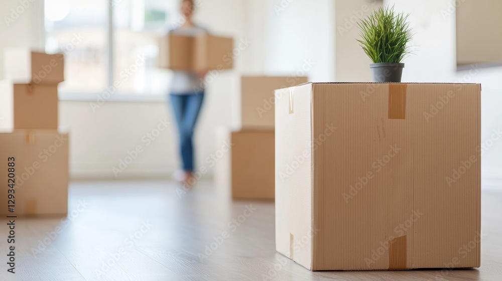 Fototapeta premium Moving boxes in new house. Relocation concept.