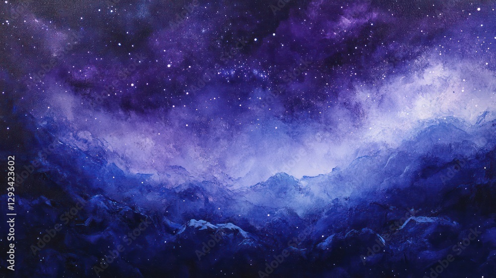 Fototapeta premium Cosmic Mountains Night Sky over Snowy Peaks