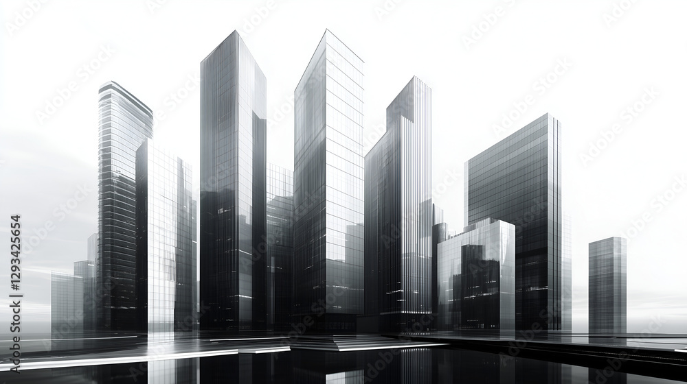 Obraz premium Monochrome City Architecture Showcasing Structural Elegance