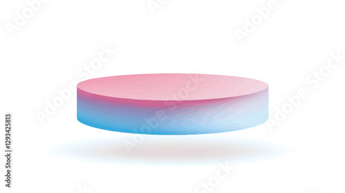 A digital rendering of a low, cylindrical platform with a soft pink to light blue gradient. The cylinder is subtly highlighted, giving it a three-dimensional appearance.  It is presented against a