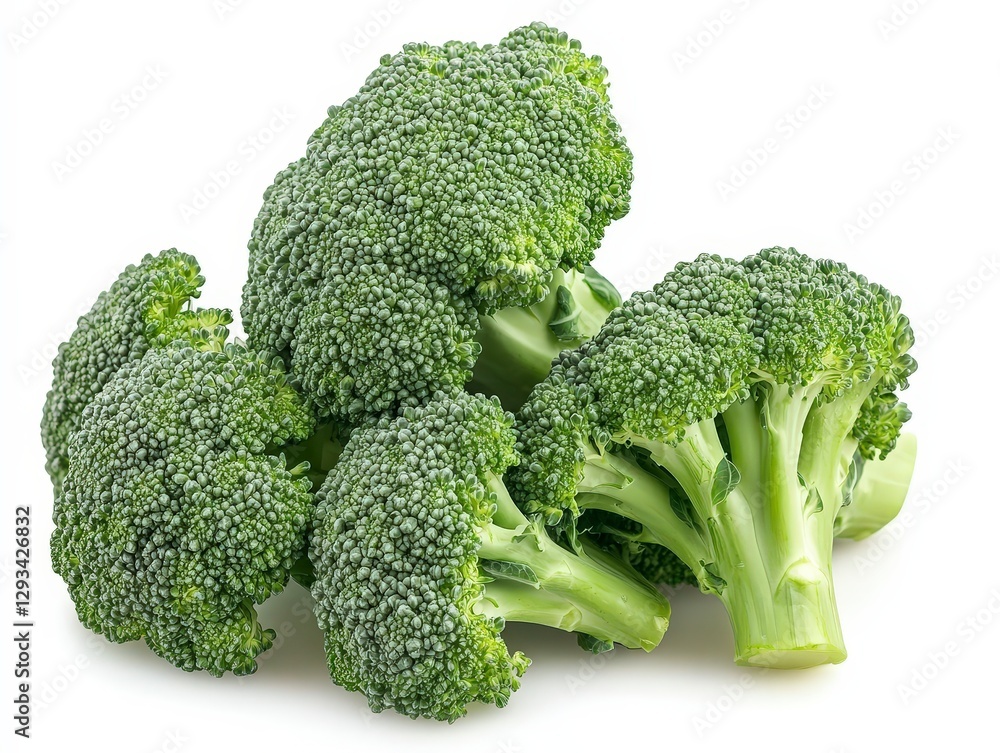 Fresh Green Broccoli Bunch on White Background for Healthy Eating Fresh Green Broccoli Bunch on White Background for Healthy Eating