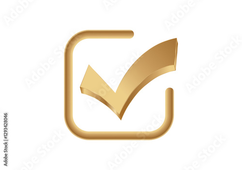 A shiny gold checkbox with a prominent check mark, symbolizing approval or completion.