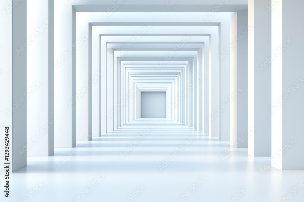 Fototapeta premium Exploring infinite perspectives abstract architecture in a minimalist white corridor