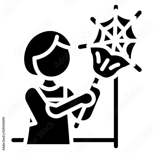 Dealing with Cobwebs Vector Icon