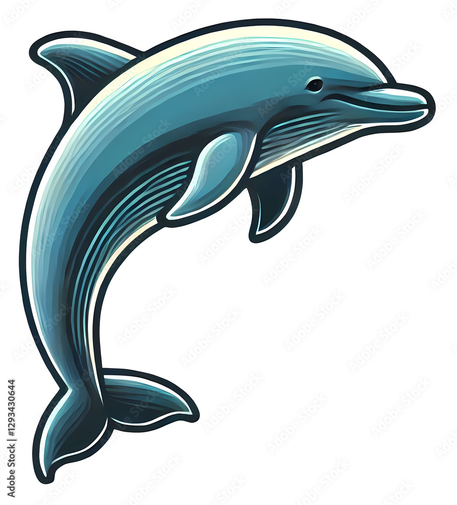 Fototapeta premium Dolphin isolated Vector illustration, for T-shirt designs and merchandise 