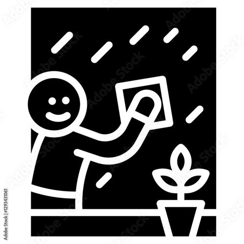Wiping Windowsill Vector Icon