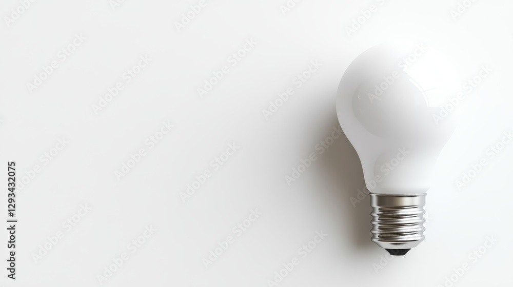 Minimalist White Light Bulb: Top View Copy Space Minimalist White Light Bulb: Top View Copy Space