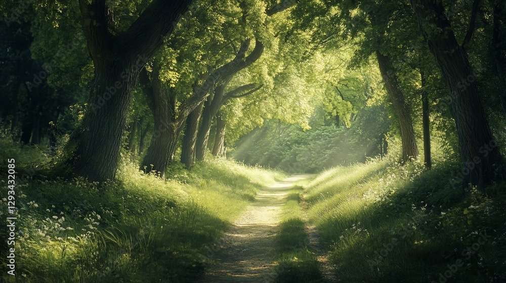 Obraz premium sun rays through trees