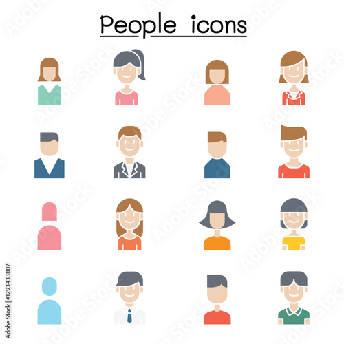 People, User icon set in thin line style