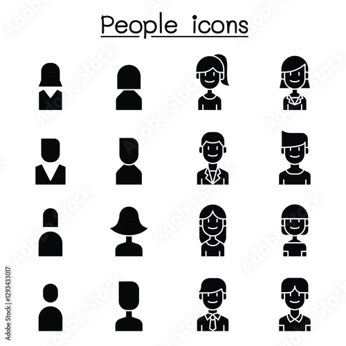 People, User icon set in thin line style