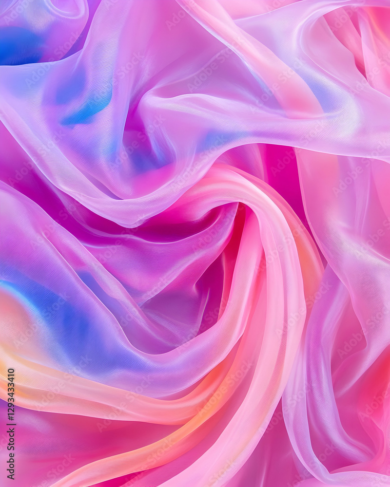 Fototapeta premium Abstract vibrant fabric folds, display, background, fabric texture