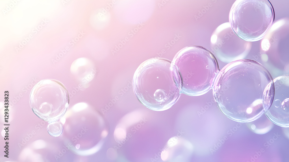 Colorful soap bubbles floating against blurred pastel background in pink color. For social media posts, greeting cards, educational materials, blogs, or advertising for birthday Colorful soap bubbles floating against blurred pastel background in pink color. For social media posts, greeting cards, educational materials, blogs, or advertising for birthday