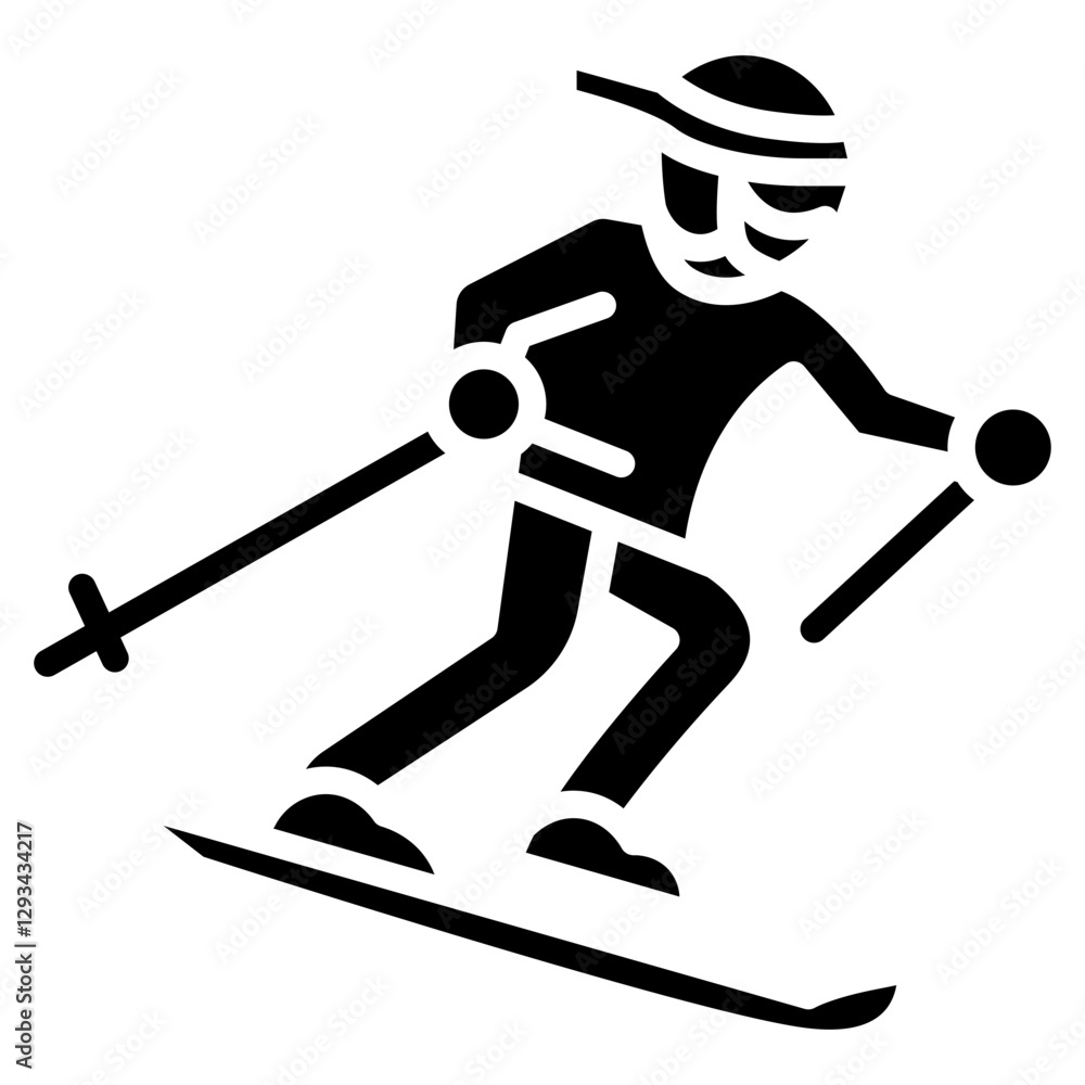 Obraz premium Alpine Skiing Vector Icon