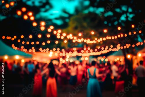 Guirlandes lumineuse dans un parc, festivités nocturnes
